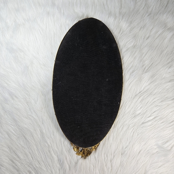 Vintage Oval Vanity Mirror Gold Filigree Bridgerton Regency Rose Accents 16 in - Picture 4 of 11